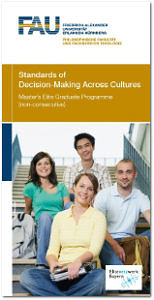 Flyer des Elite-Masterstudienganges: Standards of Decision-Making Across Cultures.