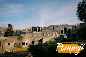 Blick auf die Ruinen von Pompeji.