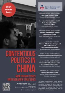 Poster für die Inaugural Lecture Series on "Contentious Politics in China - New Perspectives and Research Strategies"
