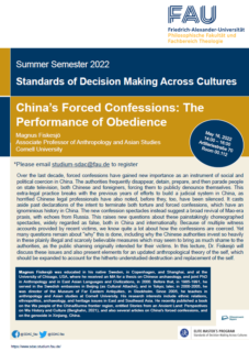 Zum Artikel "Vortrag: China’s Forced Confessions: The Performance of Obedience"