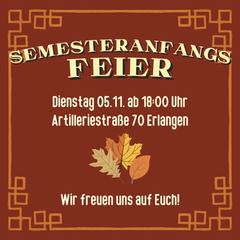 Semesteranfangsfeier am 5. November ab 18:00 Uhr